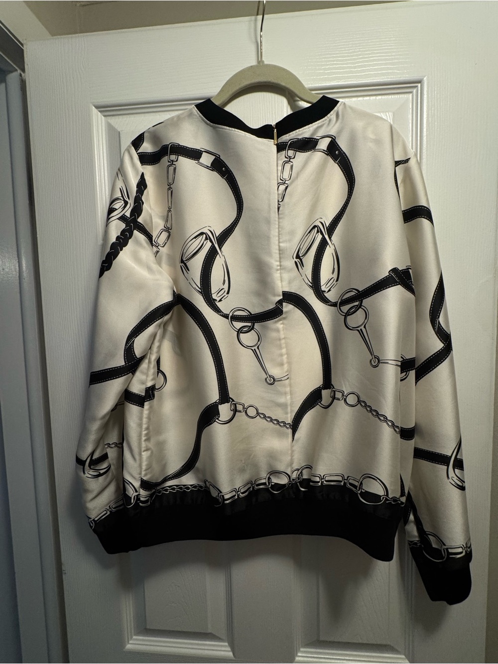 Polo by Ralph Lauren Cream and Black Printed Zip-Up Sweater